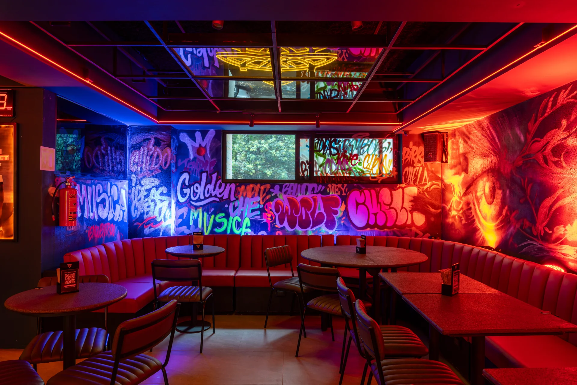 Temple interior with craft beer atmosphere